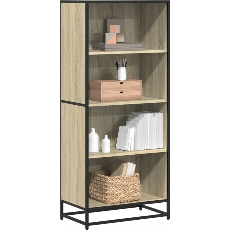 Bogreol 60x35x139 cm i sonoma-eg med metalstel