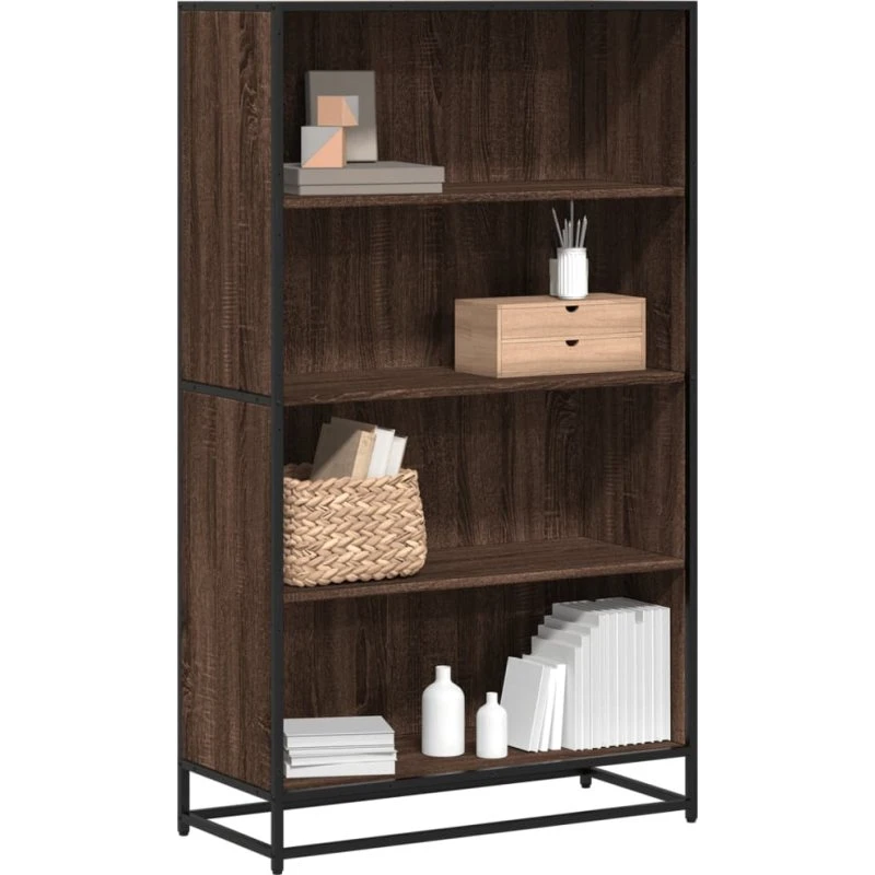 Bogreol 80,5x35x139 cm i konstrueret træ - brun/eg