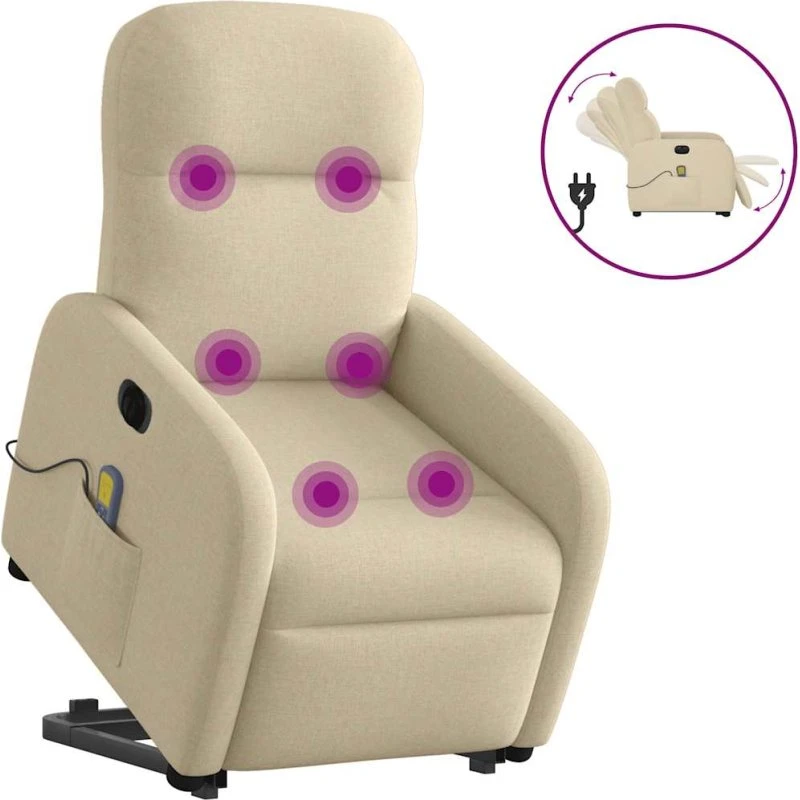 Elektrisk massagestol med løftefunktion - creme