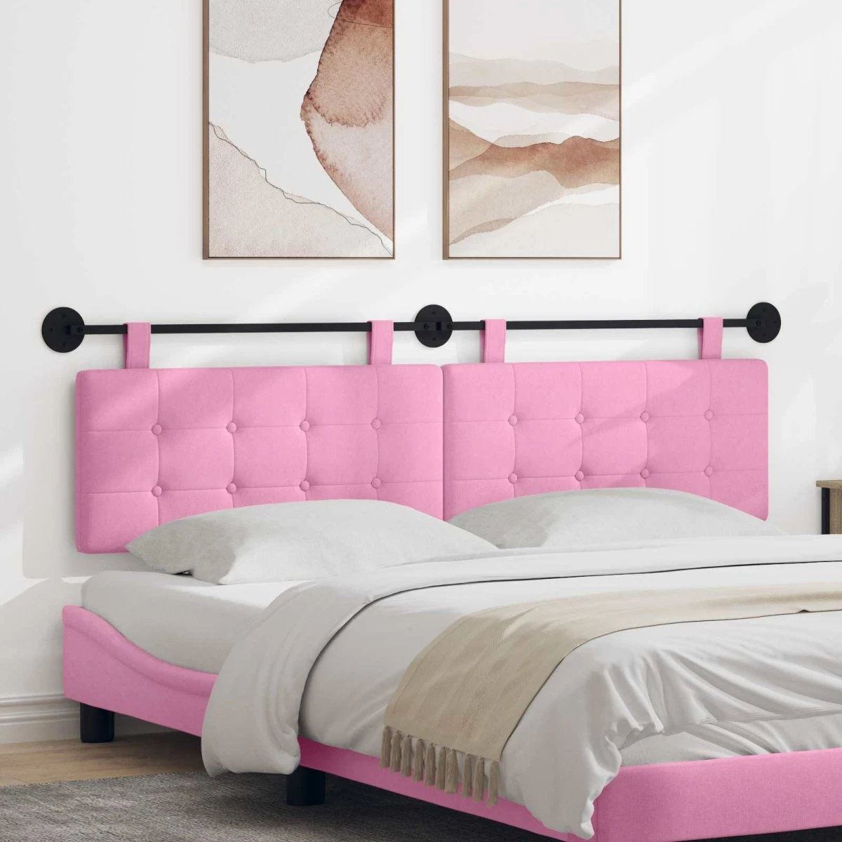 vidaXL Hængende sengegavl i stof, 2 stk. - Pink, 170 x 55 x 5 cm