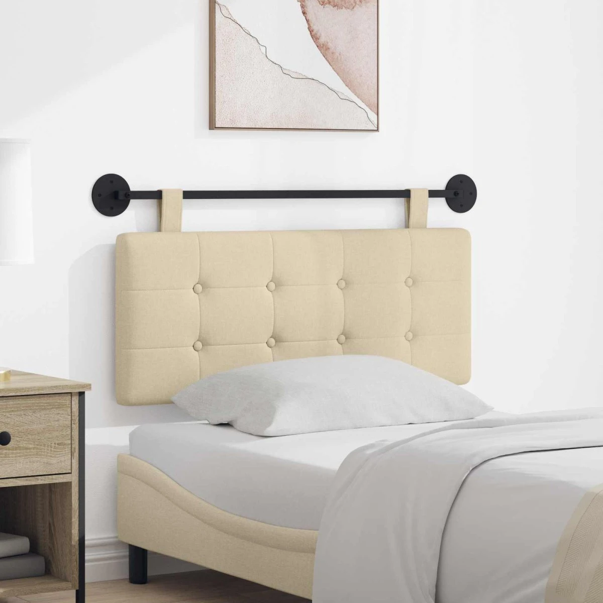 vidaXL Hængende sengegavl i stof, beige, 110 x 55 x 5 cm