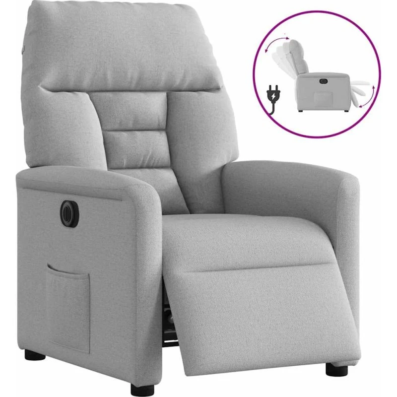 Eldrevet lænestol i stof – skygrå komfort