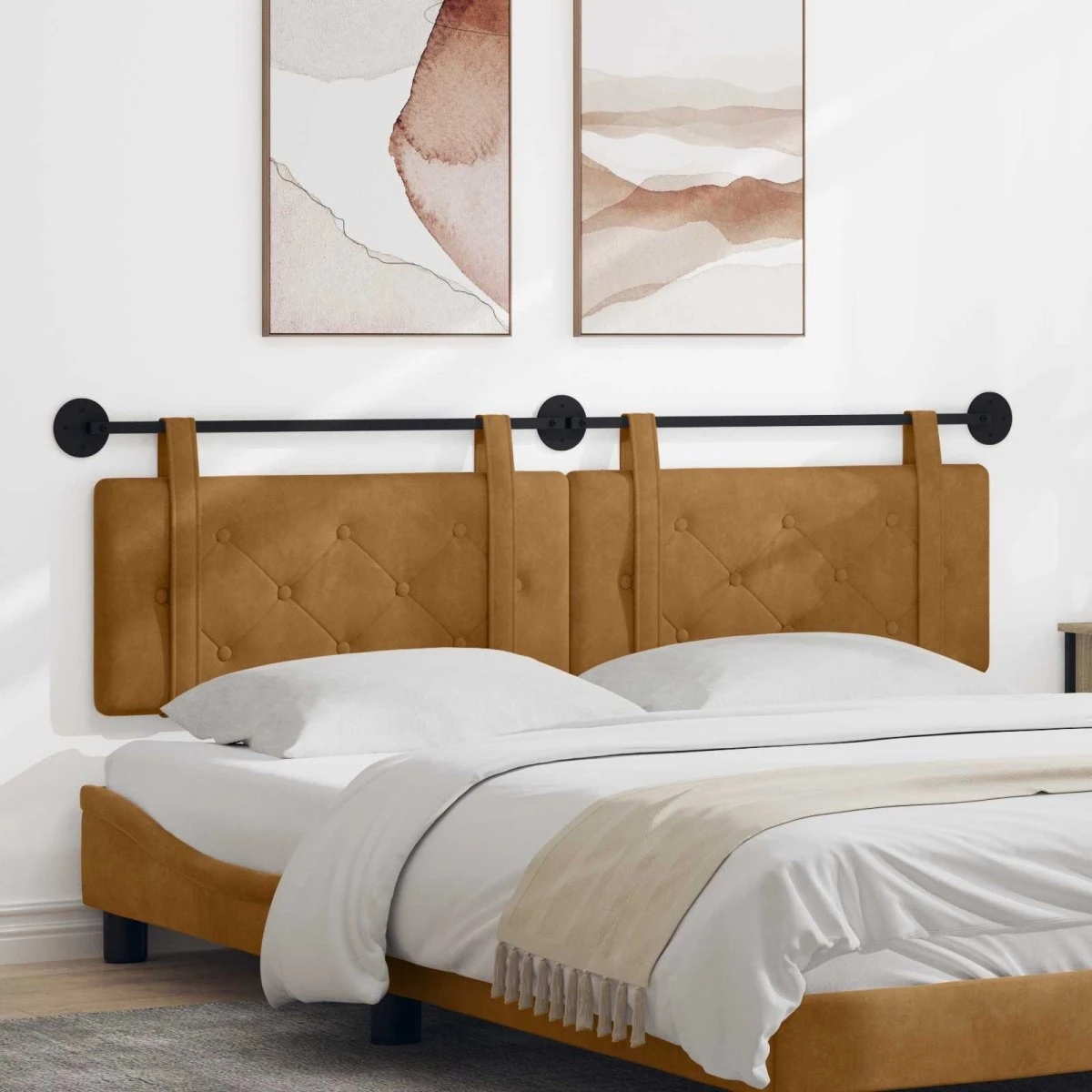 vidaXL Hængende Sengegavl i Brun Fløjl - 170 x 55 cm