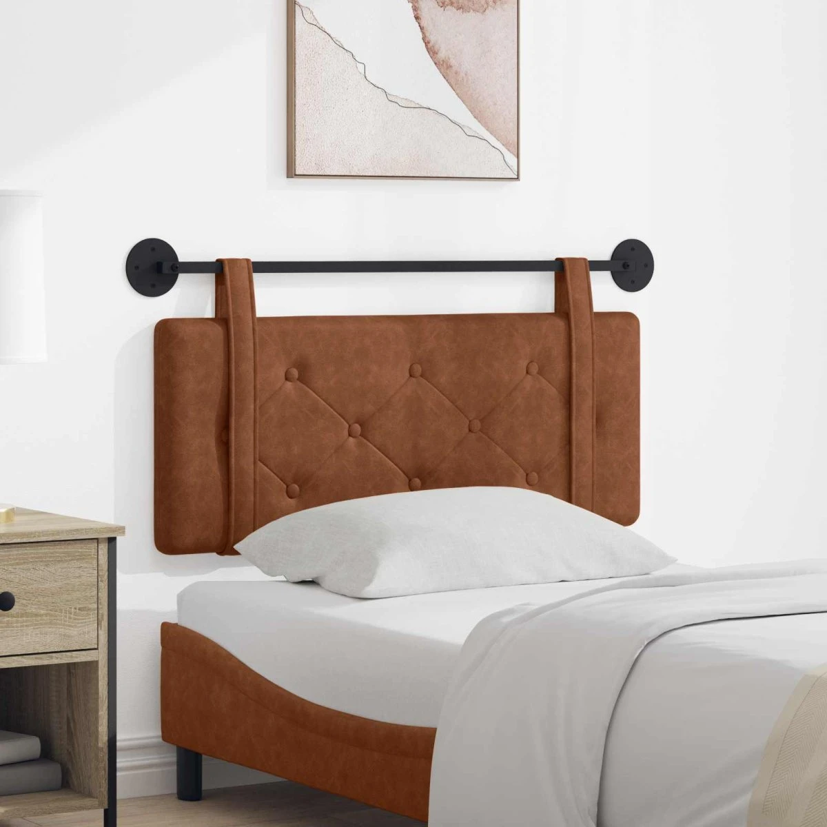 vidaXL Hængende sengegavl Brun Antik PU - 110 x 55 cm