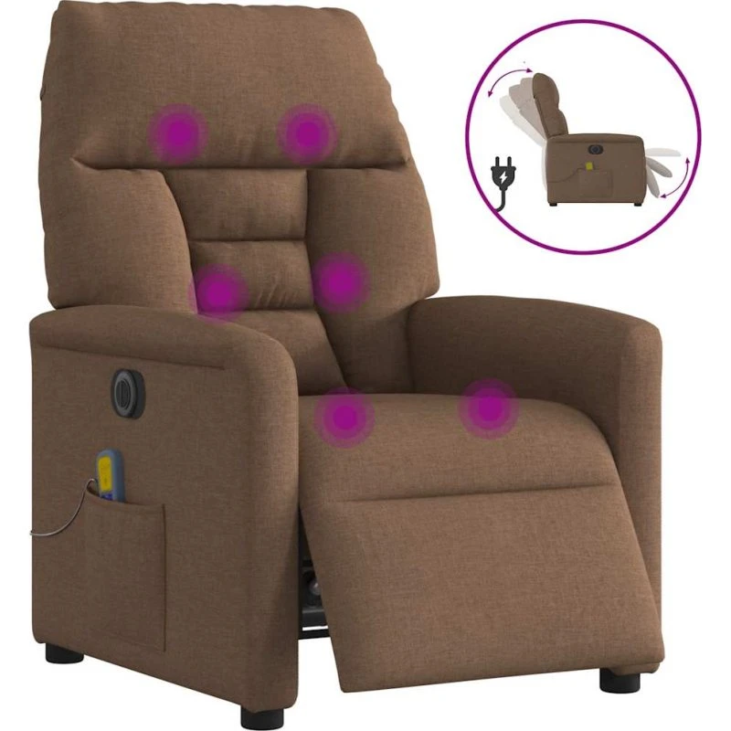 Eldrevet massagestol i stof, brun