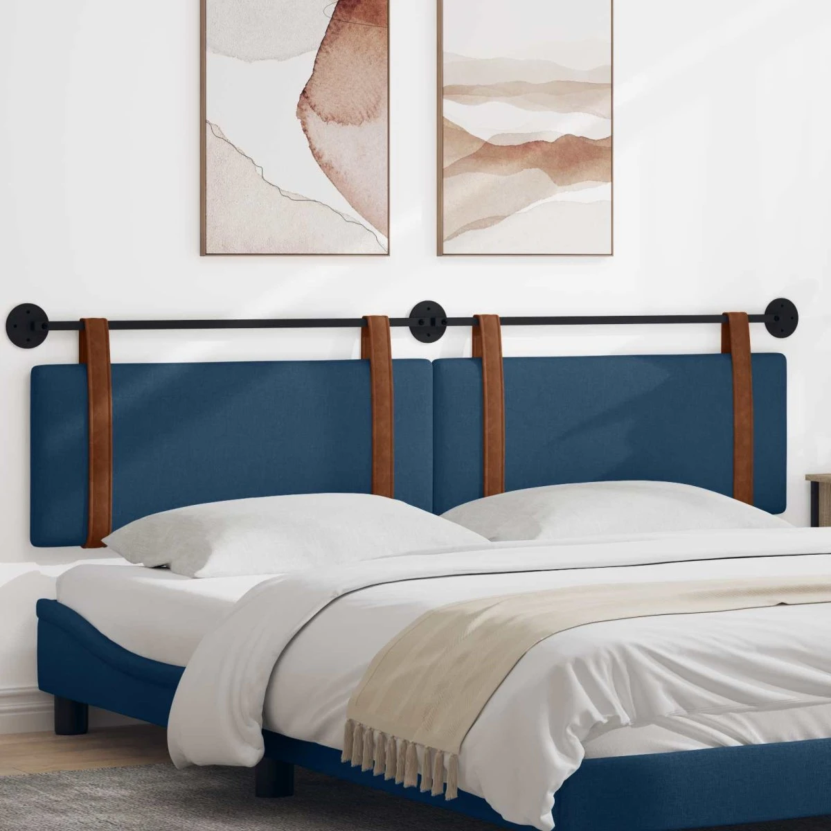 vidaXL Hængende Sengegavl Blå Antik PU - 210 x 55 cm