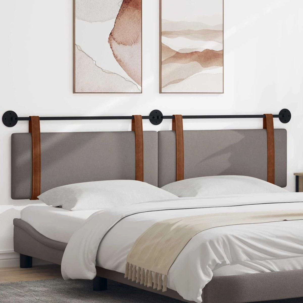 vidaXL Hængende Sengegavl Gråbrun Antik PU - 210 x 55 cm