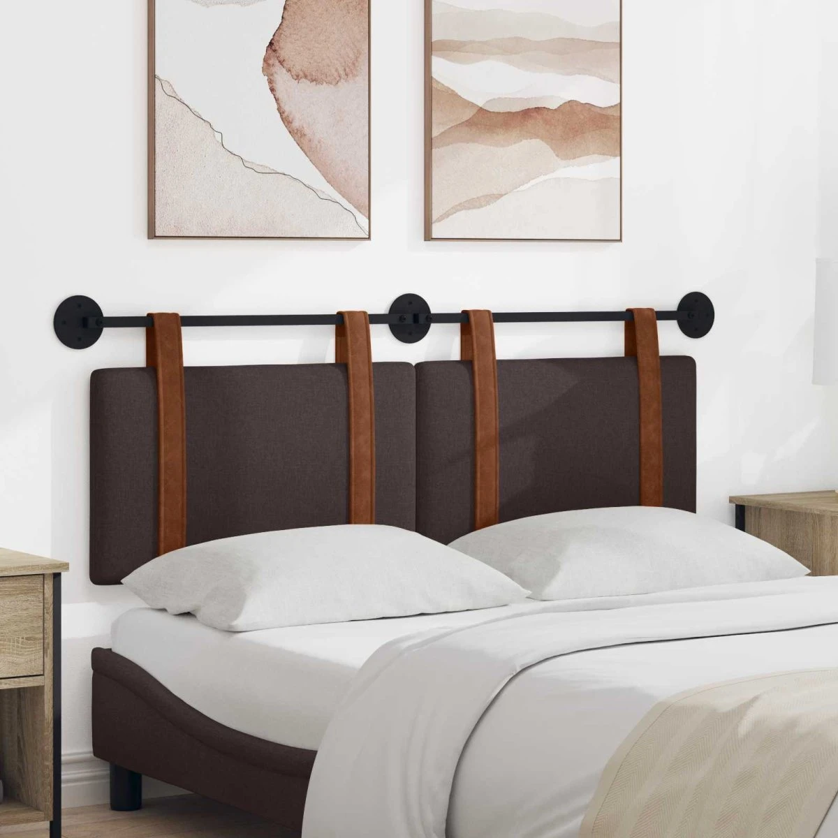 vidaXL Hængende sengegavl i mørk brun antik PU, 150 x 55 cm