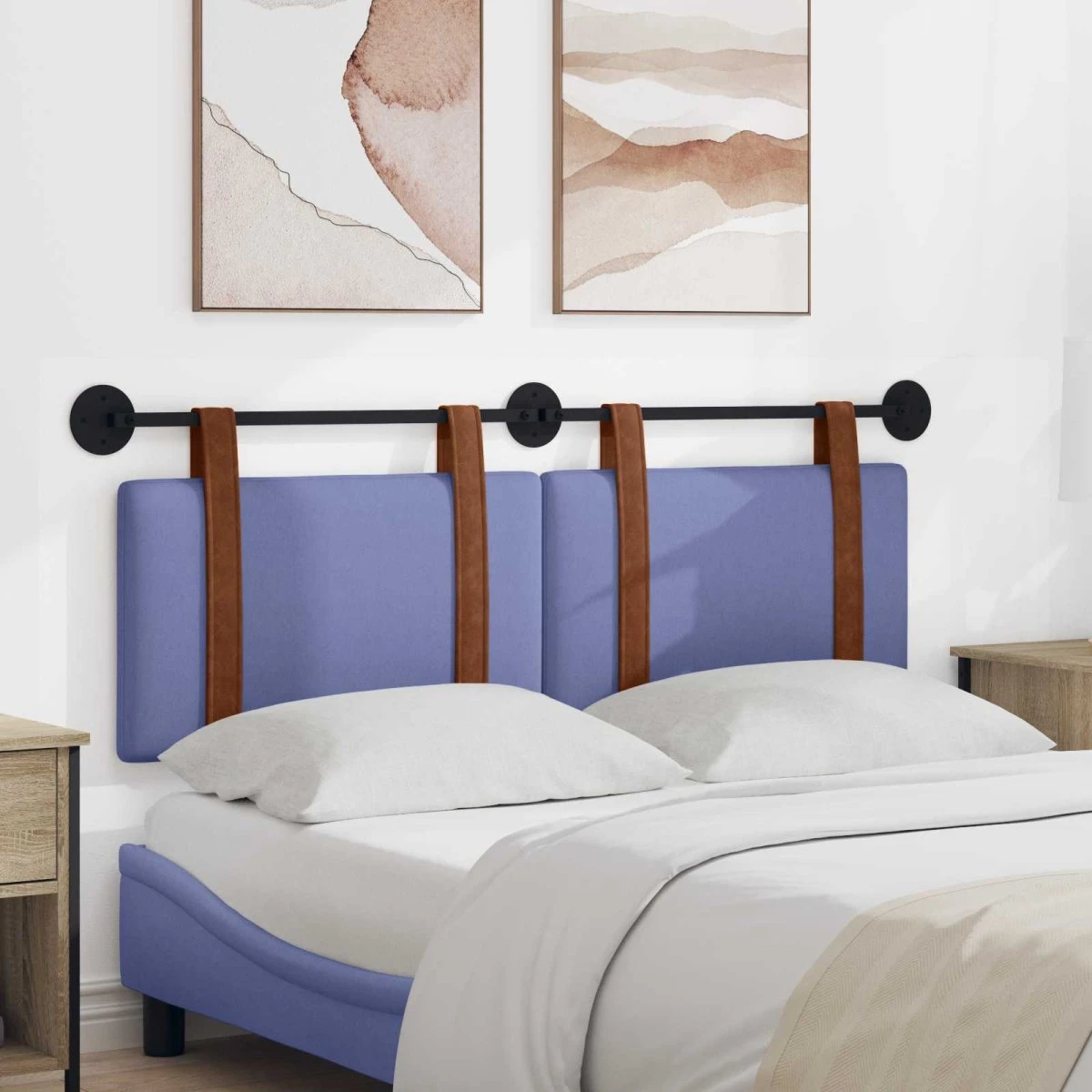 vidaXL Hængende sengegavl i Jeans blå Antik PU - 150x55x5 cm
