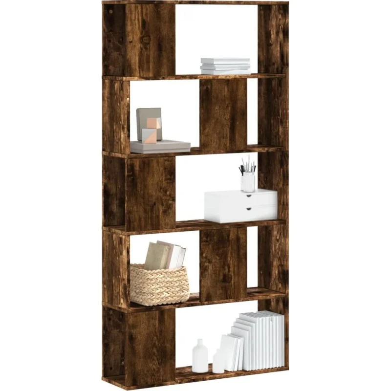 Bogreol 80,5x23,5x162,5 cm – 5 hylder, røget eg