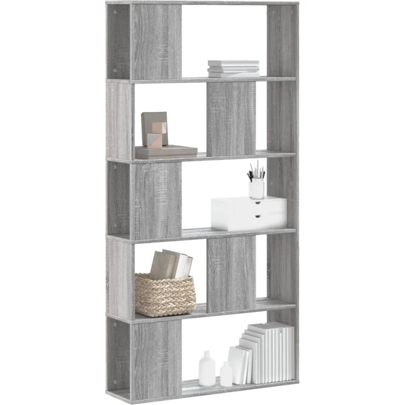 Bogreol 5 hylder 80,5x23,5x162,5 cm – Grå Sonoma