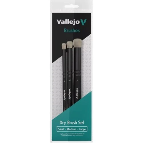 Vallejo Dry Brush Set - Naturlige hår - S, M, L
