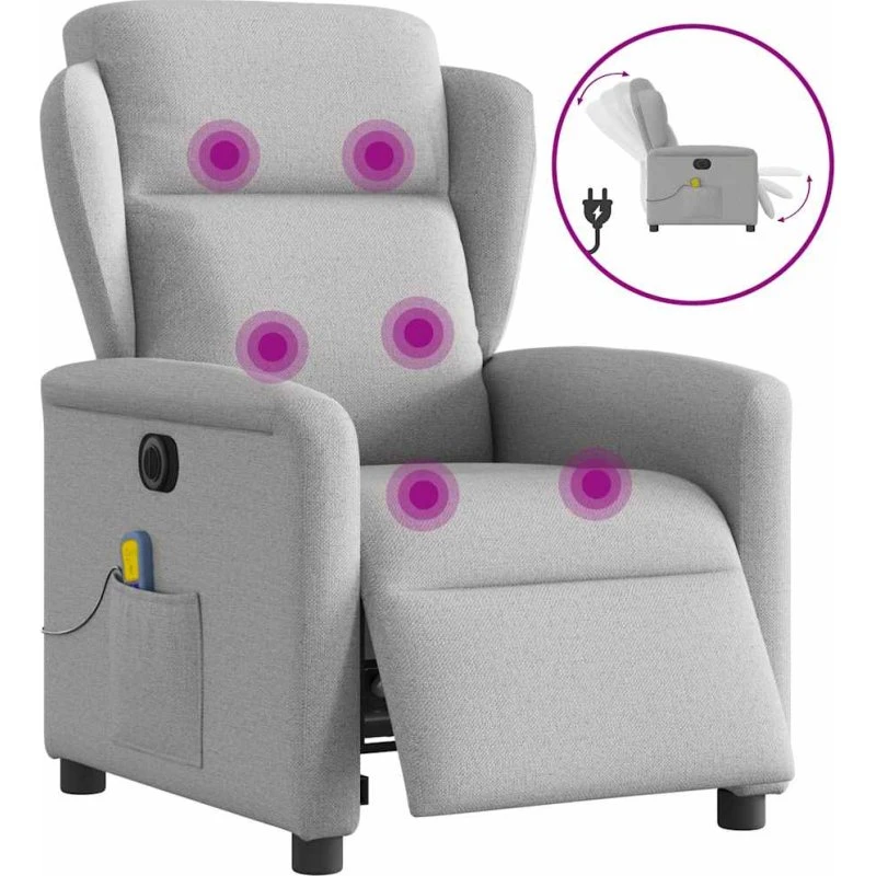 Eldrevet massagestol i stof – skygrå