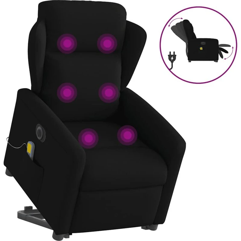 Elektrisk massagestol med løftefunktion – sort stof