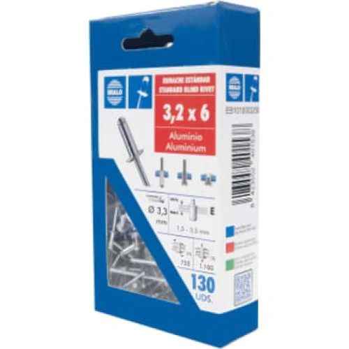 Nitte 3,2 x 6,0 mm, 130 stk. - Aluminium/Stål