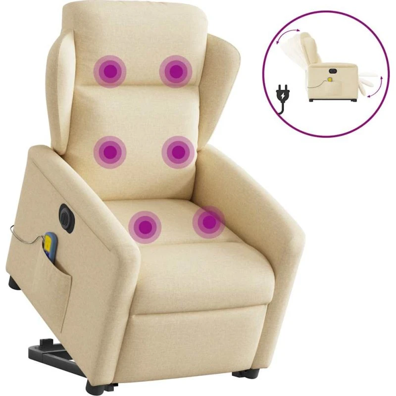 Elektrisk massagestol med løftefunktion - creme