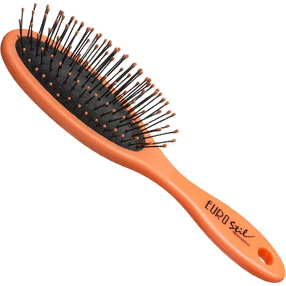 Eurostil Lille Oval Børste - Fluorescerende Orange