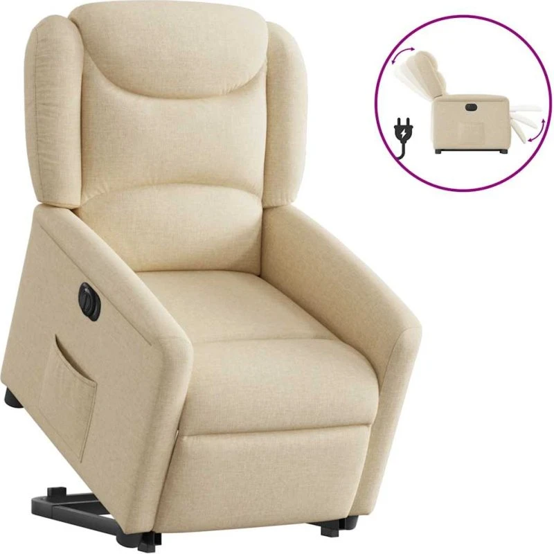 Eldrevet lænestol med løftefunktion – creme