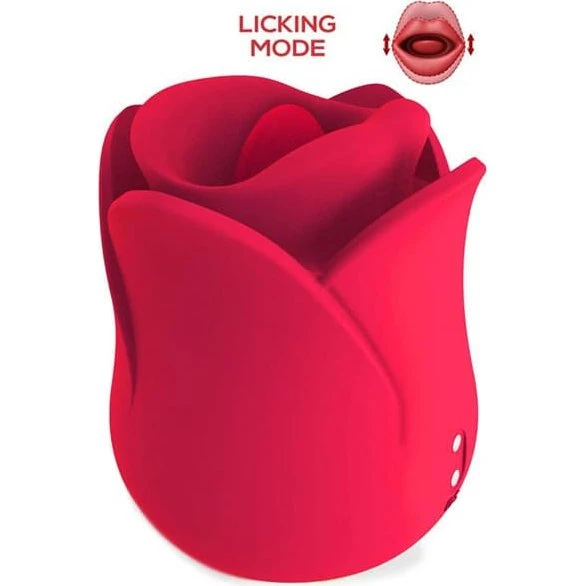 Meryl Rose Rose-formet vibrator med tunge-stimulator