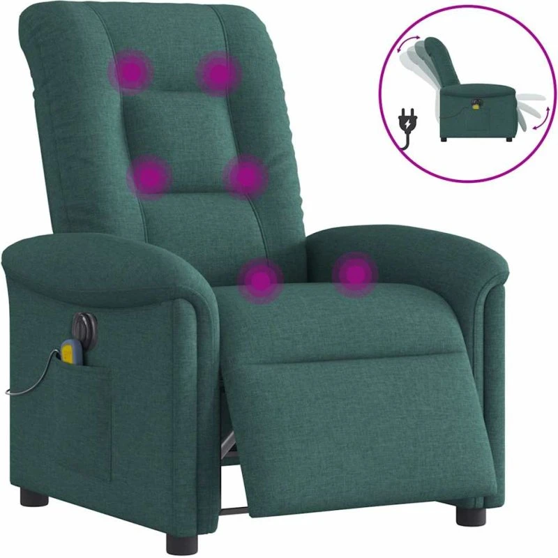 Eldrevet massagestol i stof - mørkegrøn