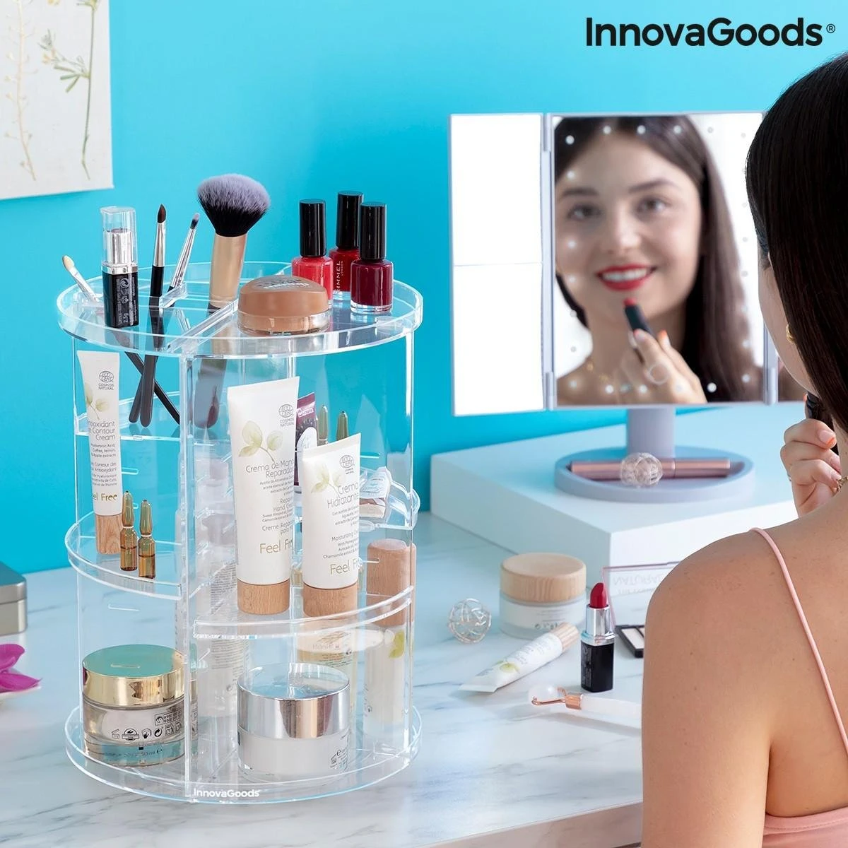 InnovaGoods Rolkup Roterende Makeup Organizer - Gennemsigtig Akryl