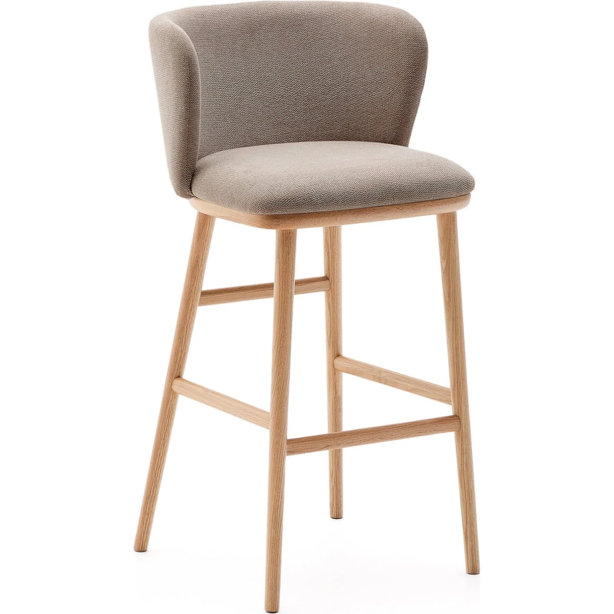 Kave Home Ciselia Barstol - Brun Chenille & Ask - 2-pak