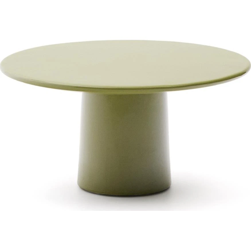 Kave Home Albanella Sofabord - Rundt, Grøn Beton-look, Ø85 cm