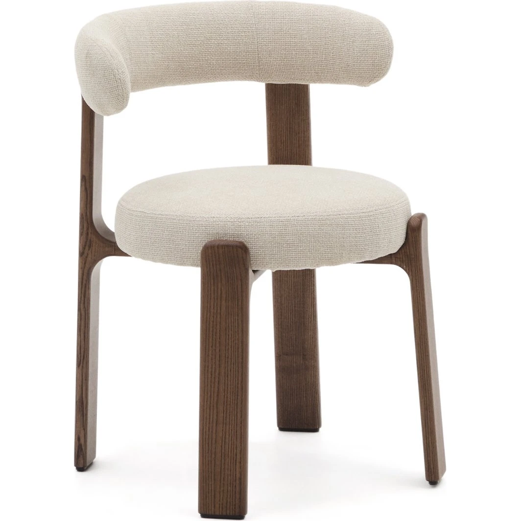 Kave Home Granite spisebordsstol med armlæn, beige chenille