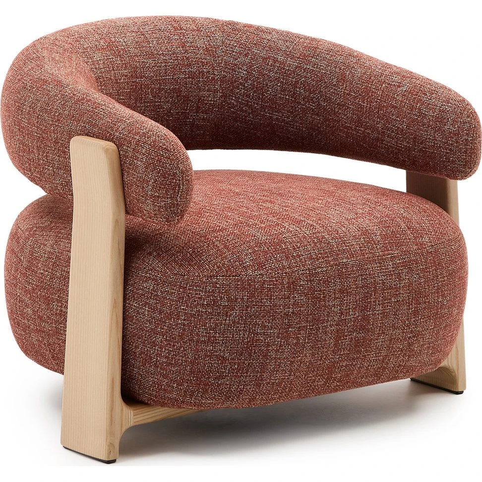 Kave Home Granite lænestol i terracotta chenille og asketræ
