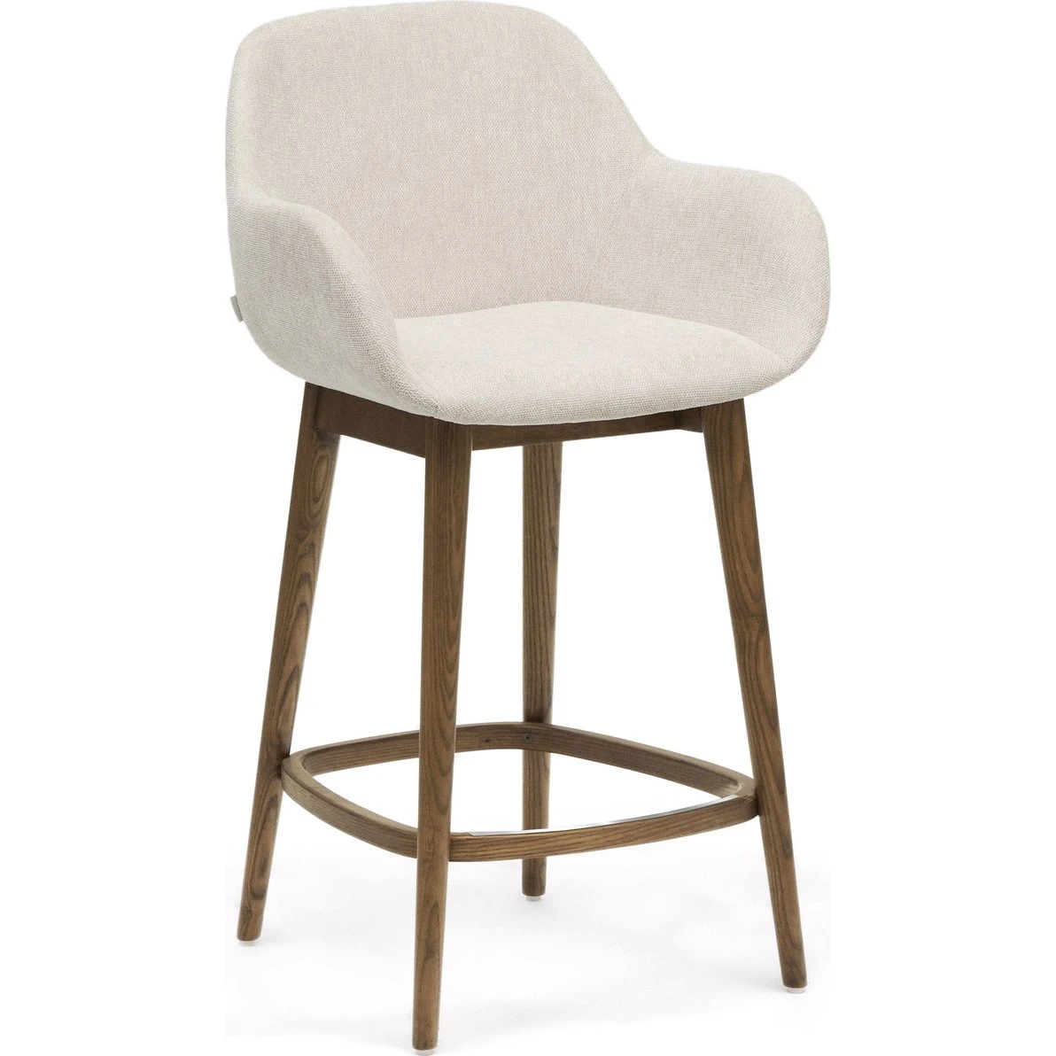 Kave Home Konna barstol i beige chenille med asketræsben