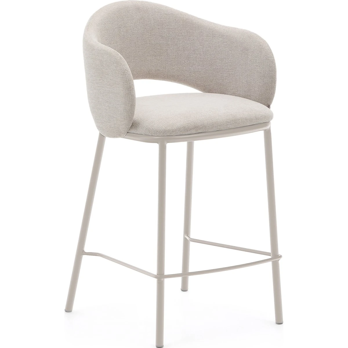 Kave Home Maina barstol i beige stof med stålstel H91 cm