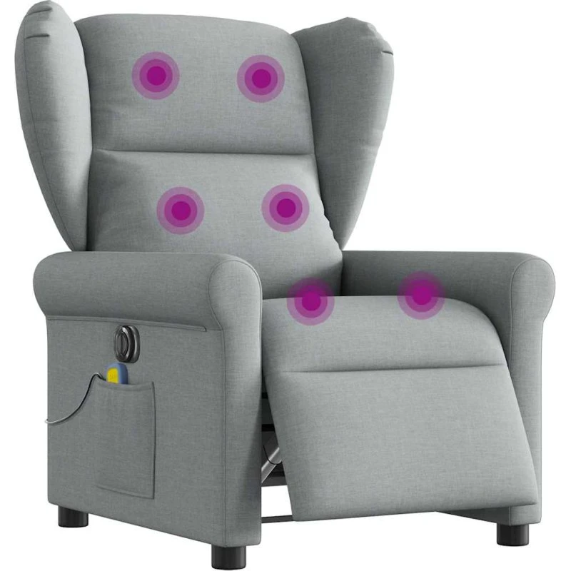 Eldrevet massagestol i lysegråt stof