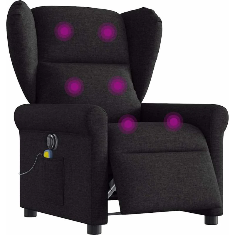 Eldrevet massagestol i stof – sort, elektrisk lænefunktion