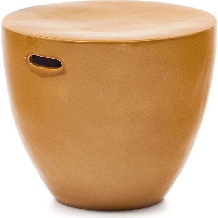 Kave Home Mesquida sidebord i sennepsfarvet fibercement (46x46 cm)