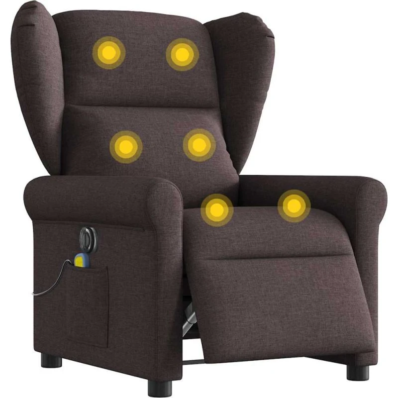 Eldrevet massagestol i stof, mørkebrun