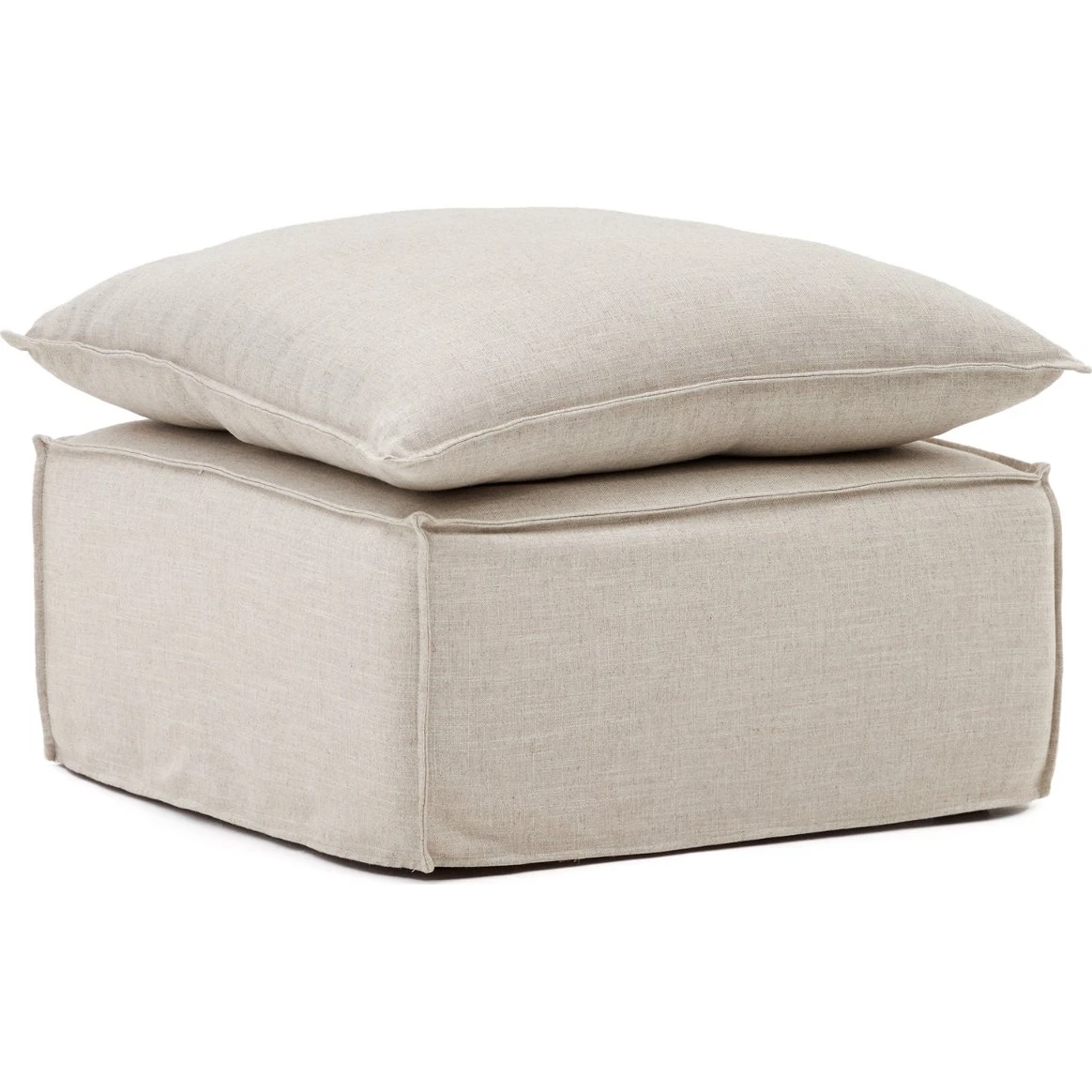 Kave Home Anarela Puf Beige 80x80x51 cm i Hør og Viskose