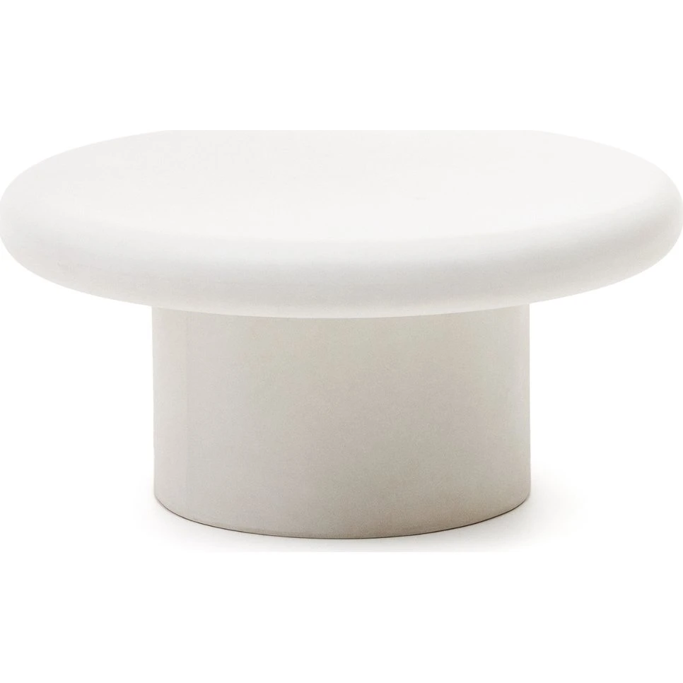 Kave Home Addaia udendørs sofabord i hvid fibercement, 90 cm