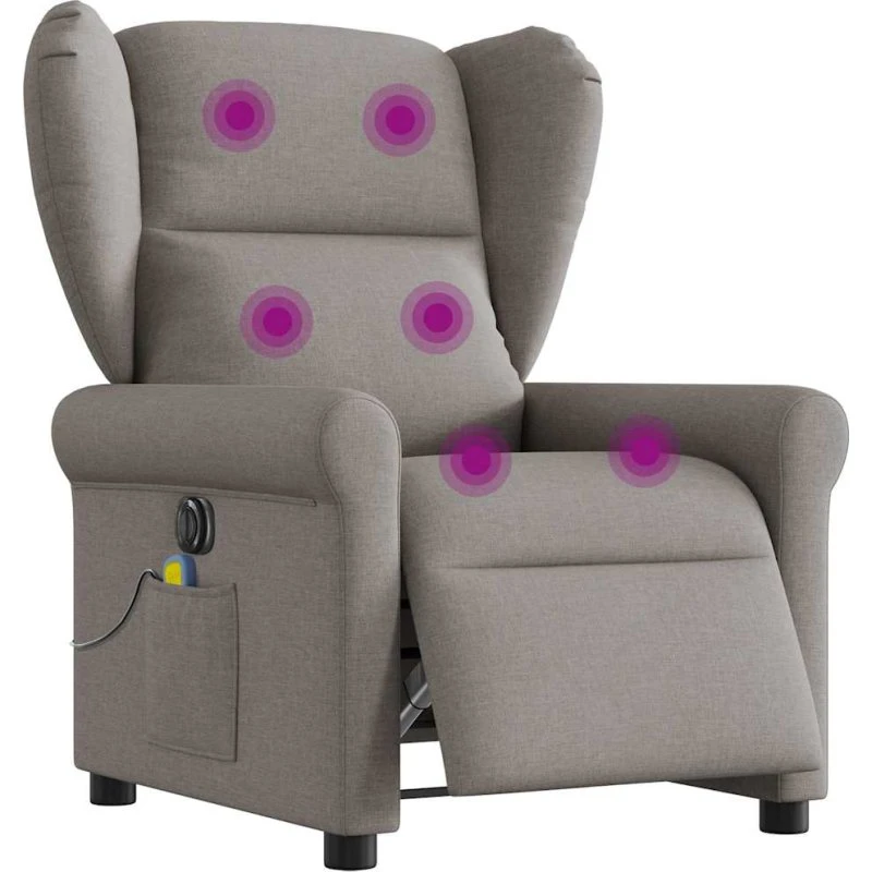 Eldrevet massagestol i stof, gråbrun – elektrisk lænestol
