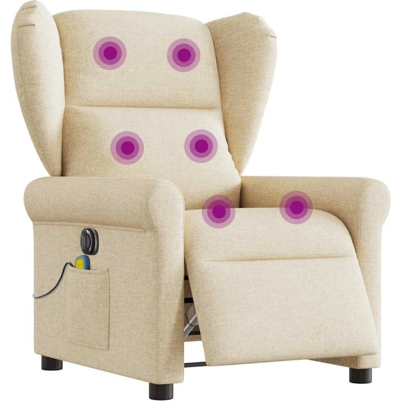 Eldrevet massagestol i creme stof med 6-punkts massage