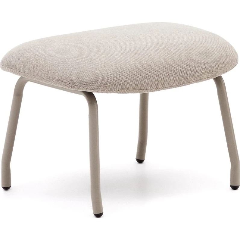 Kave Home Belina fodstøtte i beige chenille og stål (58,5x41 cm)