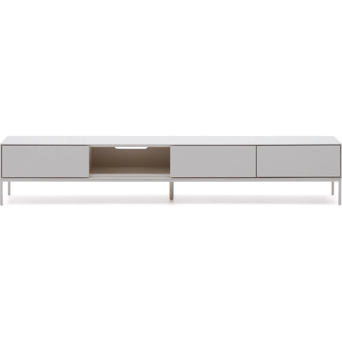 Kave Home Vedrana TV-bord, hvid MDF og stål, 195x40 cm