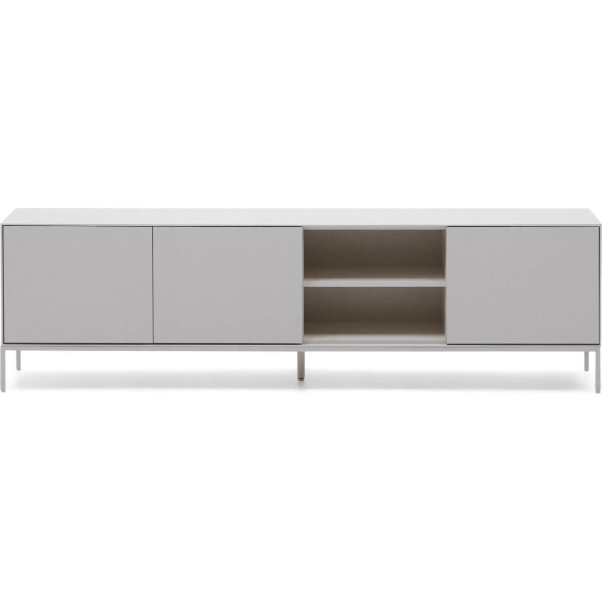 Kave Home Vedrana TV-bord, hvid MDF & stål (195x40 cm)