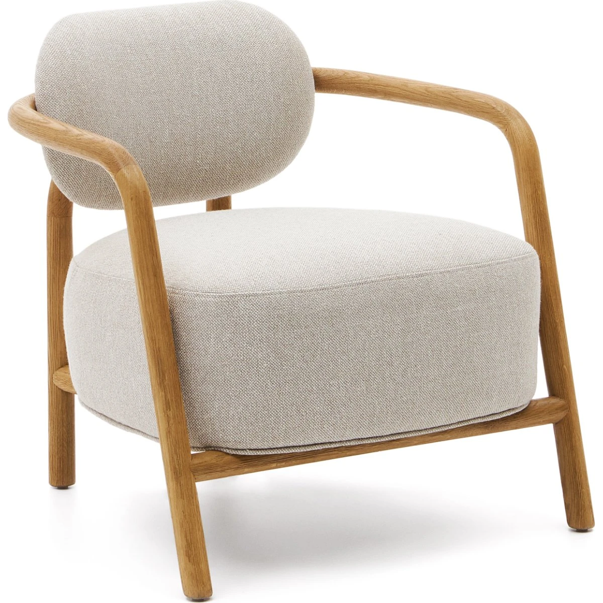 Kave Home Melqui lænestol med armlæn - Beige og natur egetræ