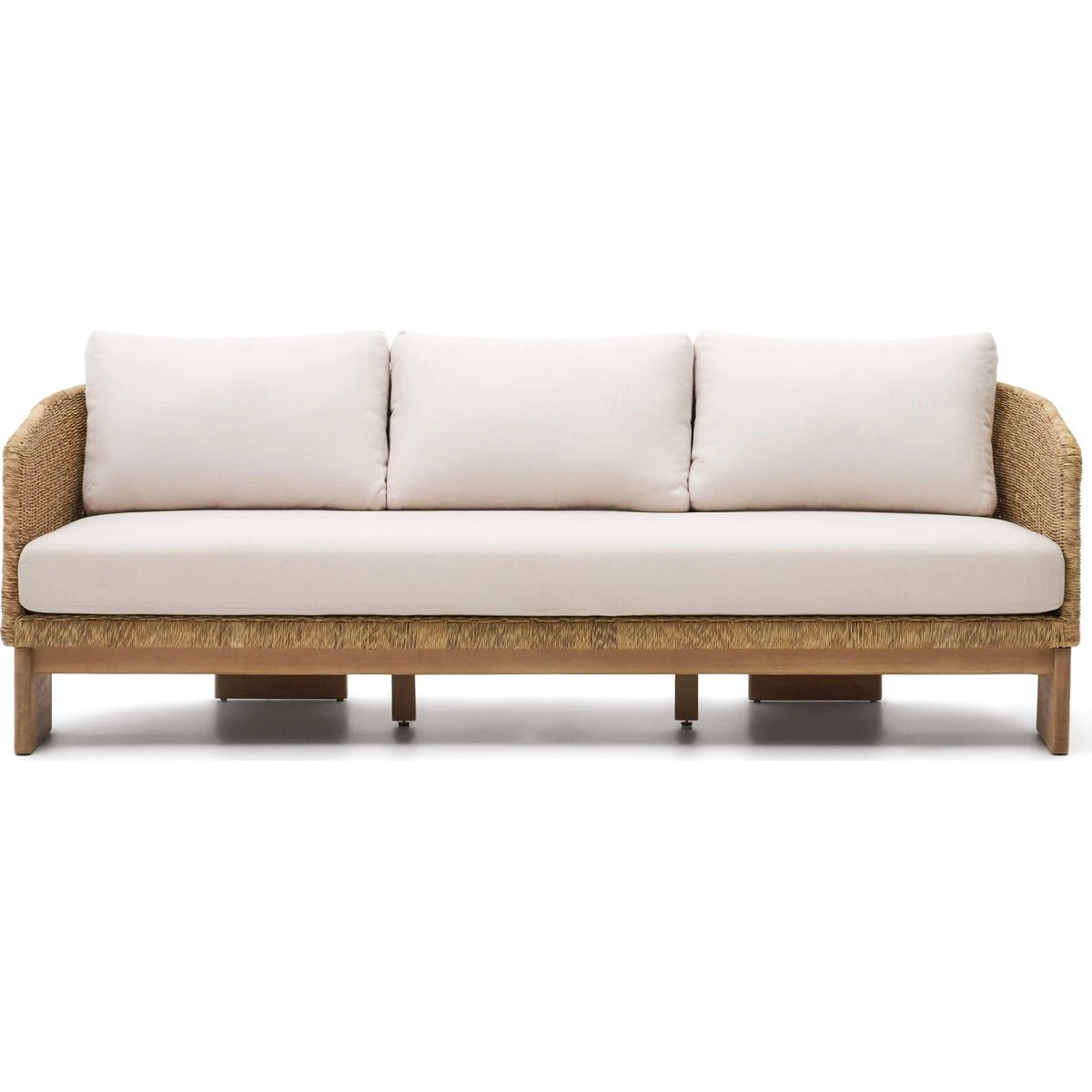 Kave Home Xoriguer 3-personers sofa i kunstrattan og eukalyptus