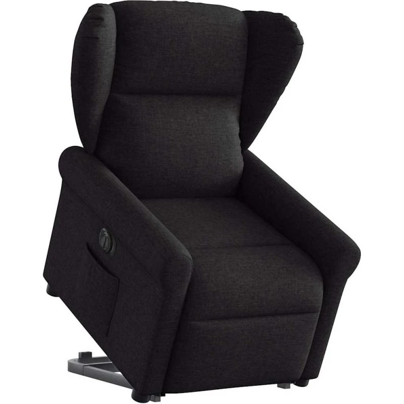 Eldrevet lænestol med løftefunktion, stof - sort
