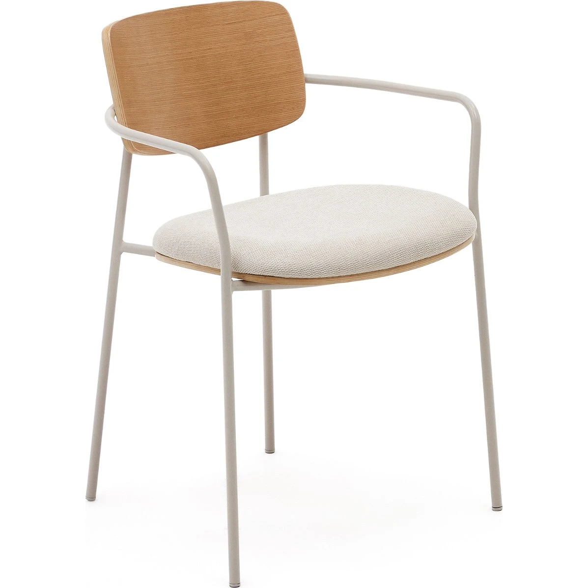 Kave Home Maureen Spisebordsstol med armlæn, beige & sort metal