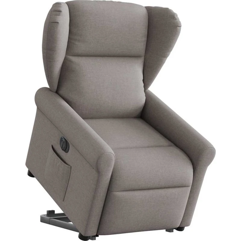 Eldrevet lænestol med løftefunktion - stof gråbrun