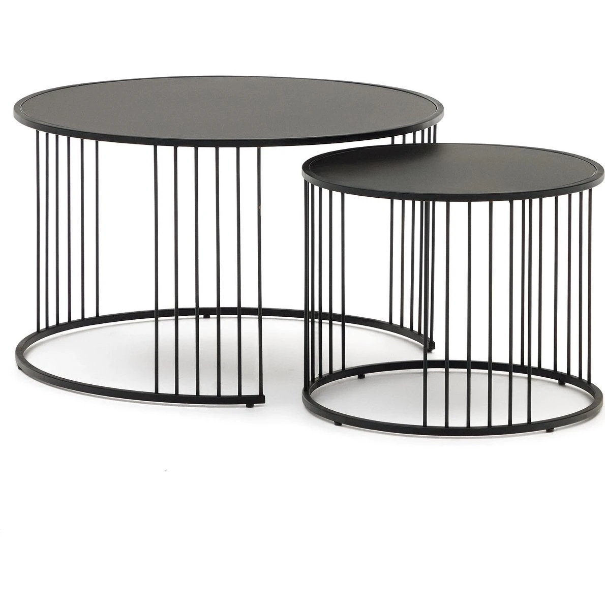 Kave Home Hadar Sidebord 75x75x45 cm mat sort glas og stål