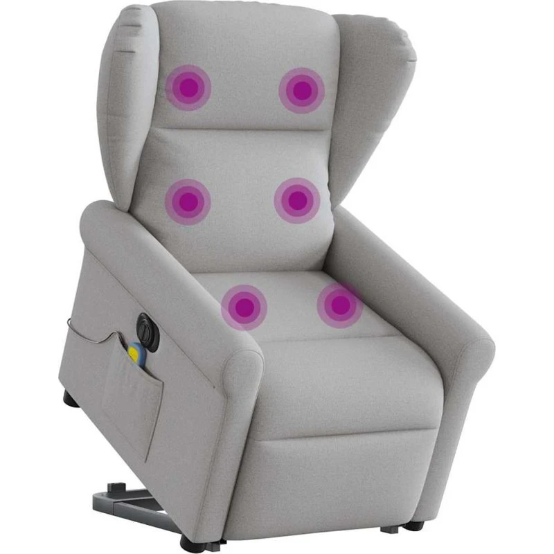 Elektrisk massagestol med løftefunktion – stof skygrå