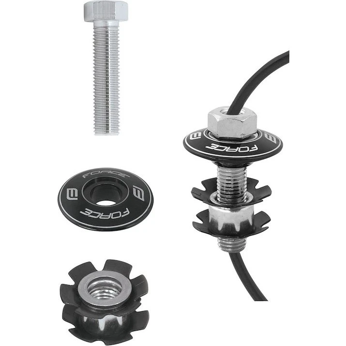 FORCE Star Nut med hul til BMX 1 1/8'' Aluminium - Sort